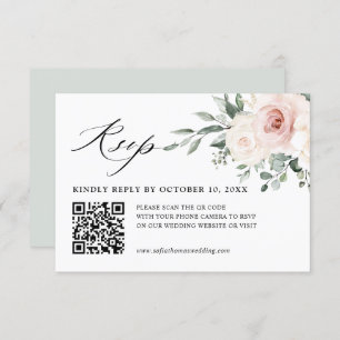 Cartons Réponse Champagne Ivory Blush rose Floral Mariage Code QR