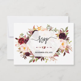 Cartons Réponse Charme Bourgogne Marsala Floral Mariage géométriqu