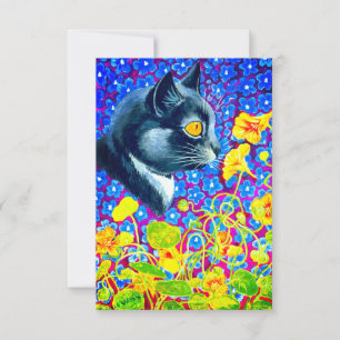 Cartons Réponse Chat dans les fleurs