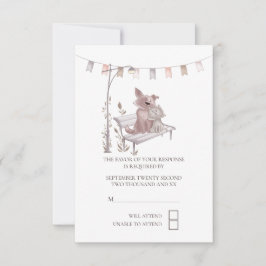 Cartons Réponse Chat mignon et chien sur le banc de parc Mariage R