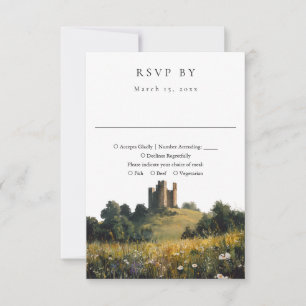 Cartons Réponse Château Floral de Fleurs Sauvages Mariage Aquarell