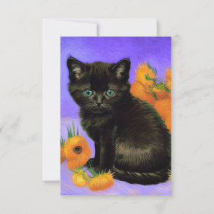Cartons Réponse Chaton noir de Van Gogh avec Tournesols