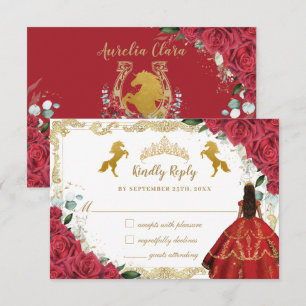 Cartons Réponse Chaussure en or Quinceañera Charro Floral Rose Rou