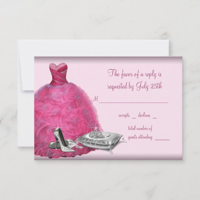 Cartons Réponse Chaussures à talon haute de balle rose Quinceanera (Devant)