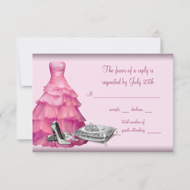 Cartons Réponse Chaussures à talon haute de balle rose Quinceanera (Devant)