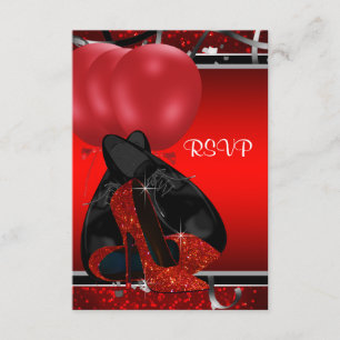 Cartons Réponse Chaussures à talons hauts noires et rouges Invitat