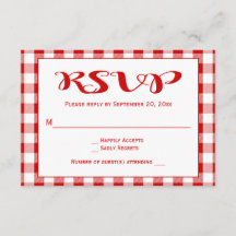 Chèques rouges Mariage RSVP, Parti En vichy Plaid