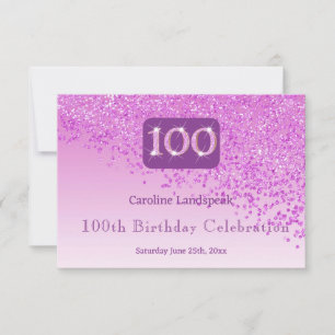 Cartons Réponse Chic 100 Anniversaire Parties scintillant rose RSV