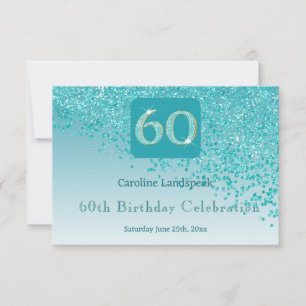 Cartons Réponse Chic 60 Anniversaire Turquoise Parties scintillant