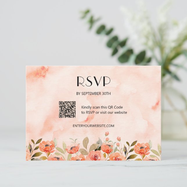 Cartons Réponse Chic aquarelle Floral QR Code (Debout devant)