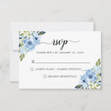 Chic Bleu Flore Aquarelle Printemps Mariage