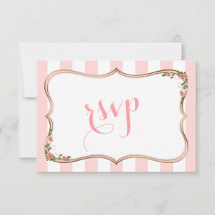 Cartons Réponse Chic Blush Stripes Gold Floral WeddingRSVP