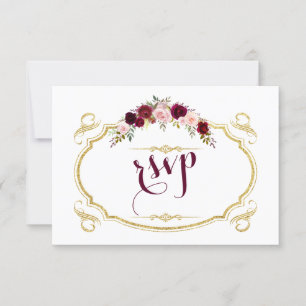 Cartons Réponse Chic Burgundy Marsala Floral Mariage de automne RS