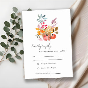 Cartons Réponse Chic Citrouille de récolte d'automne Mariage d'aqu