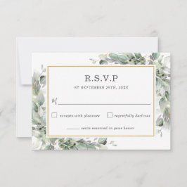 Cartons Réponse Chic Green Sage Gold Mariage de feuillage vert