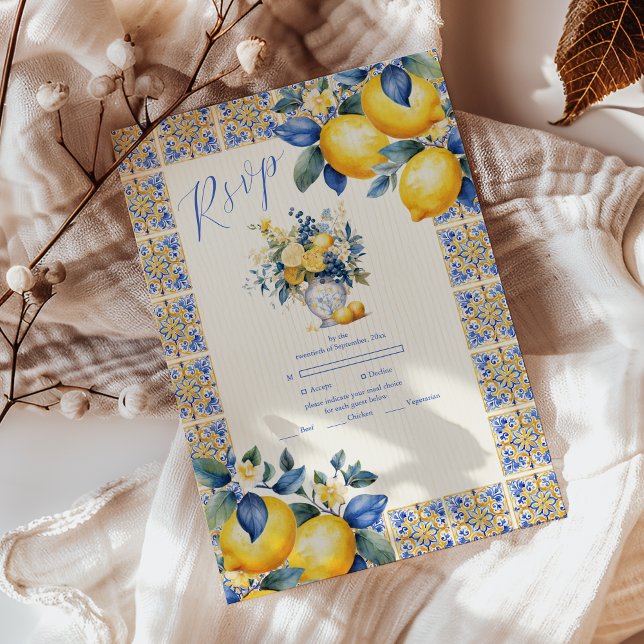 Cartons Réponse Chic Lemon Floral Verdure Mariage méditerranéen (Créateur téléchargé)