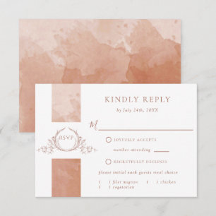 Cartons Réponse Chic Mariage d'aquarelle en terre cuite Monogramme