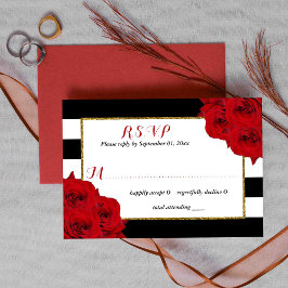 Cartons Réponse Chic Moderne Luxe Mariage Collection - Roses rouge