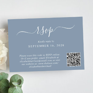 Cartons Réponse Chic Photo QR Code Dusty Blue Mariage