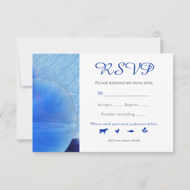 Cartons Réponse Chic Tropical Blue Aquarelle Orchidées Mariage RSV (Devant)