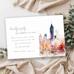 Cartons Réponse Chicago Illinois Aquarelle Paysage Mariage