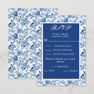 Cartons Réponse Chinoiserie Blue Birds and Flowers Mariage