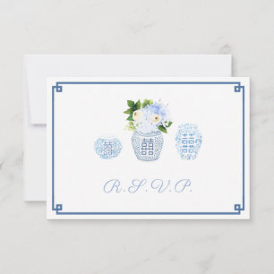 Cartons Réponse Chinoiserie moderne Marine & Chartreuse Options al