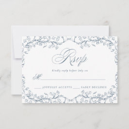 Cartons Réponse Chinoiserie romantique Mariage bleu français