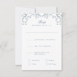 Cartons Réponse Chinoiserie romantique Mariage bleu français