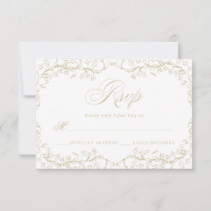 Cartons Réponse Chinoiserie romantique Mariage d'or français