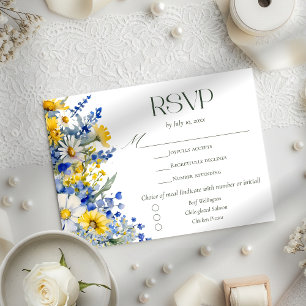 Cartons Réponse Choix de repas de mariage avec fleurs sauvages ble