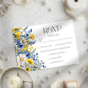 Cartons Réponse Choix de repas de mariage élégant fleurs sauvages 