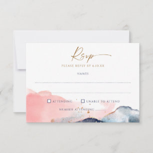 Cartons Réponse Choix de repas et chanson de mariage Rose Pâle Nav