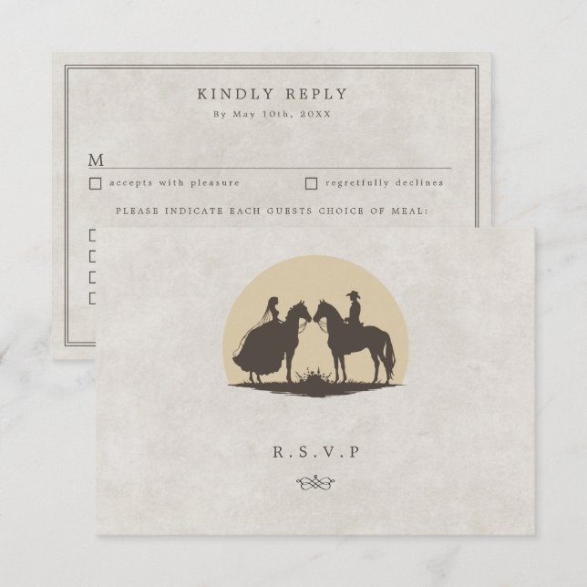 Cartons Réponse Choix de repas mariage de cowboy du pays occidenta (Devant / Derrière)