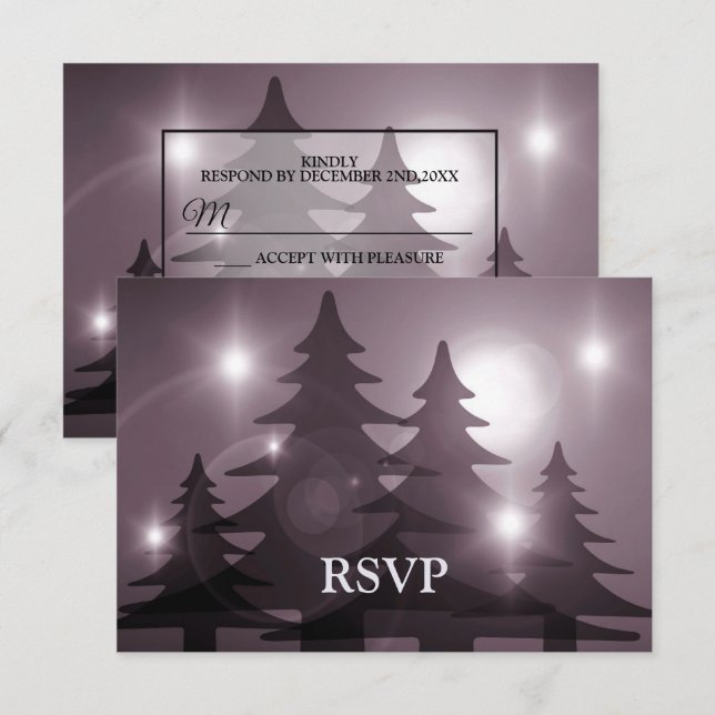 Cartons Réponse Christmas Party Pink Trees Holiday Winter Rustic (Devant / Derrière)