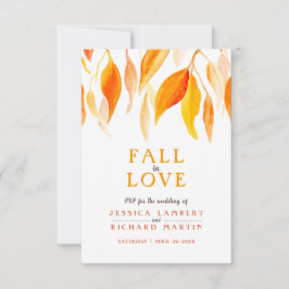 Cartons Réponse Chute amoureuse aquarelle orange rouge mariage de 