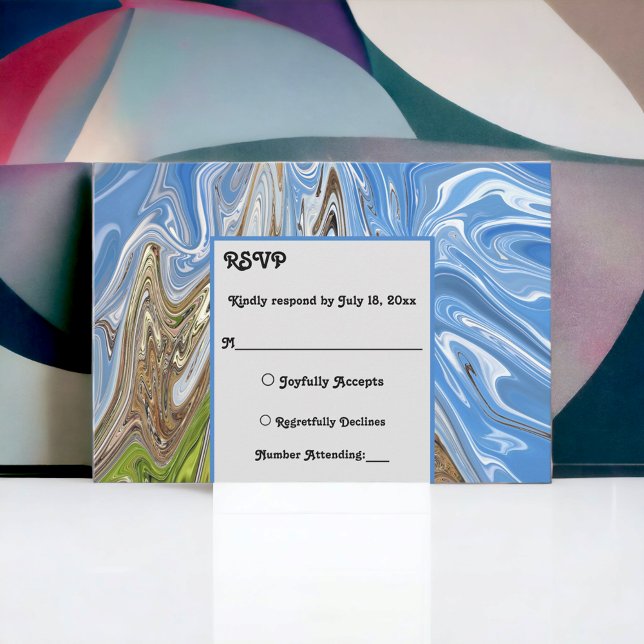 Cartons Réponse Ciel bleu vert minimal ton Terre Mariage Abstrait (Créateur téléchargé)