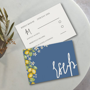 Cartons Réponse Citrons modernes Mariage bleu et jaune