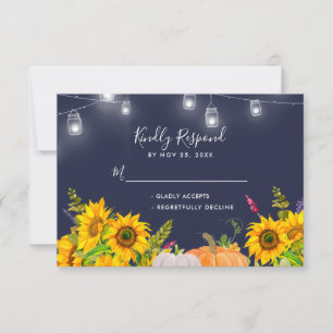 Cartons Réponse Citrouille de tournesol lumières de chaîne Mariage