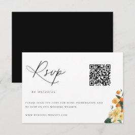 Cartons Réponse Citrus Orange Floral Mariage QR Code