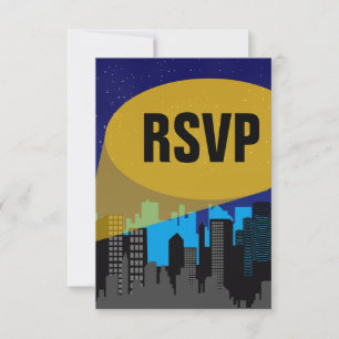 Cartons Réponse City Night Skyline Superhero Boys fête d'anniversa