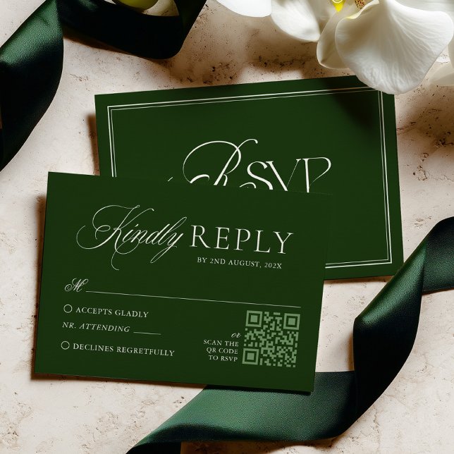 Cartons Réponse Classic Dark Green Wedding (Créateur téléchargé)