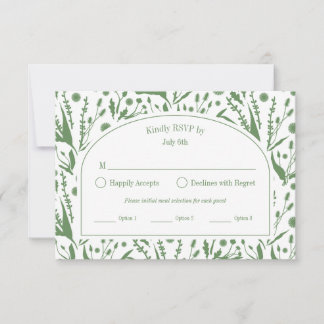 Cartons Réponse Classic Elegant Botanical Sage Green Repas Options
