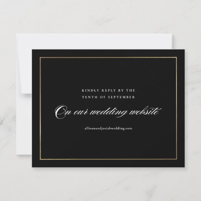 Cartons Réponse Classic Elegant Script Gold Mariage Website (Devant)