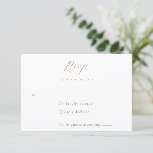 Cartons Réponse Classic Neutral Monogram Elegant Wedding (Debout devant)