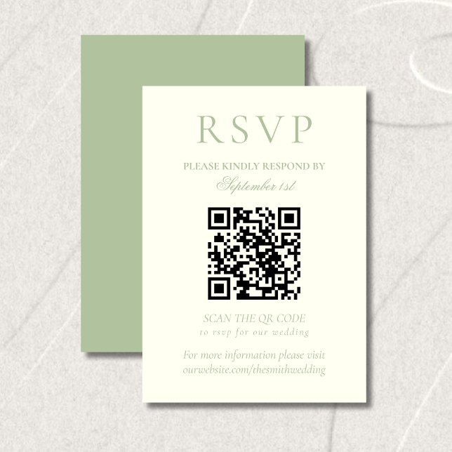 Cartons Réponse Classic Sage Green Minimalist Wedding QR Code (Classic Sage Green Minimalist Wedding QR Code RSVP Card
)
