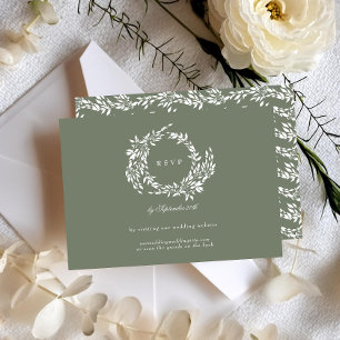 Cartons Réponse Classic Wreath Sage Green Elegant Wedding Website