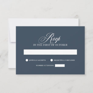 Cartons Réponse Classique Luxe Élégant Mariage Bleu Nuit