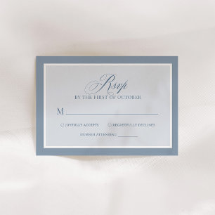 Cartons Réponse Classique Luxe Élégant Mariage Bleu Poussiéreux