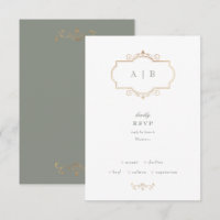 classique sauge vert élégant or monogramme mariage